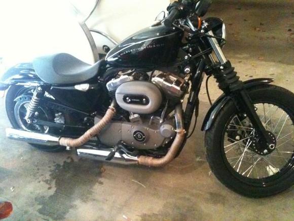 ran out of exhaust wrap. looks like pee pee long stockings with chrome socks