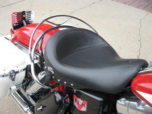 "V" Seat Rail  on Mustang Wide Vintage seat.