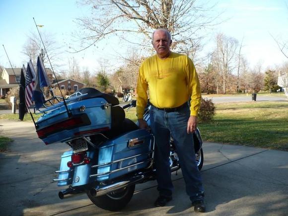 Nice and warm in December,, getting ready to head out with Santa for toy run