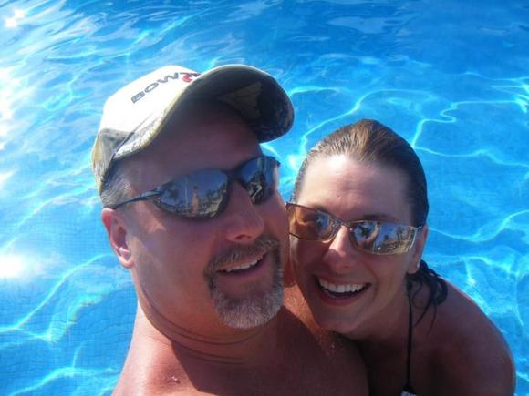 Enjoying the cool waters of Cancun.