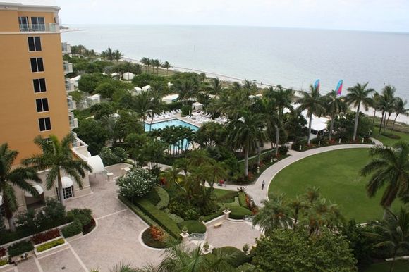 Looking down from our room