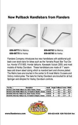 Flanders pullback bars at SideRoadCycles.com