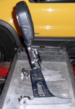 Detachable sissy bar with side plates and back cushion