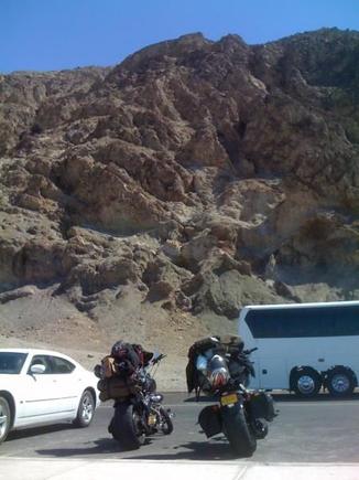 298' below sea level, Death Valley, CA (look for little white sign on hillside)
