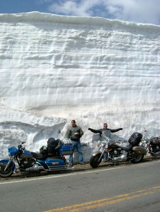 Bear tooth Pass June 20, 2008, snow cut  is about 24  ft high