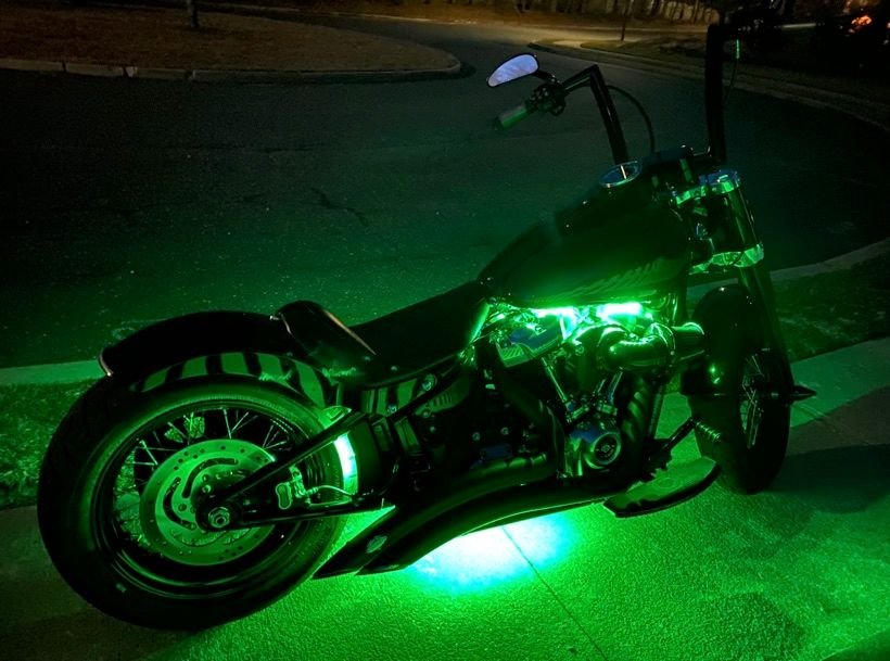 Playing around with some LED accent lights on my Slim Harley Davidson