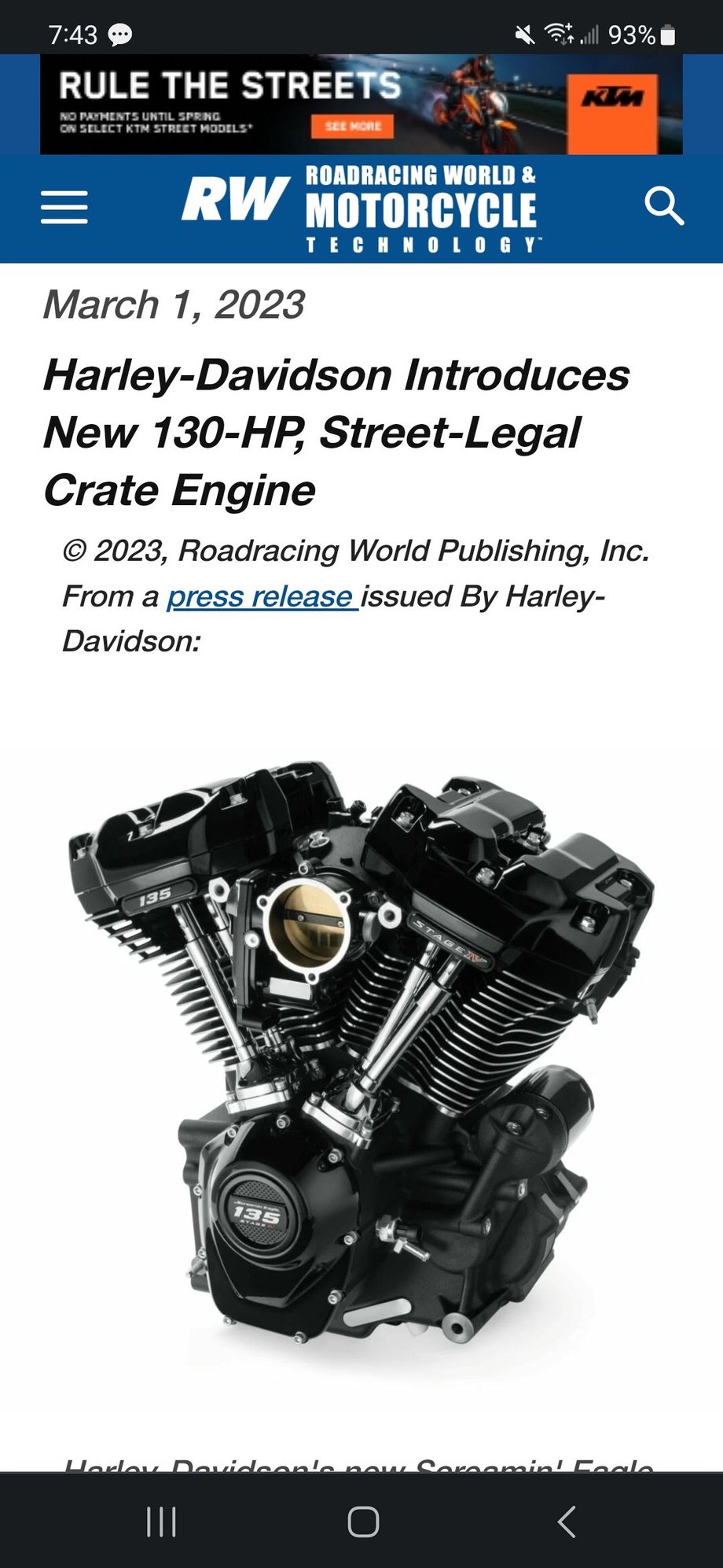 110 screamin eagle motor