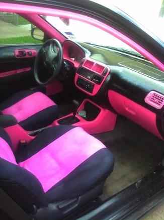 My interior! :) The pink on the dash looks darker here for some reason?