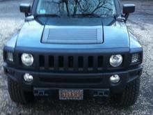 GRILLE WAS FACTORY CHROME. BOUGHT SPRAY IN BED LINER AT AUTO ZONE.