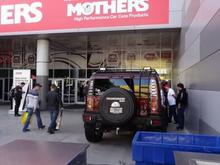 Vehicle on display at south hall entrance to SEMA 2105