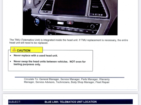 Hi Hank, 
According to Hyundai you cannot put in a “used” Head 
Assembly unit in vehicle. I had suggested going to Salvage yard for same year, make, model to get radio unit but was then told about this warning. Also, I meant to type that we can”t purchase just the telematics unit separate from whole system. 
