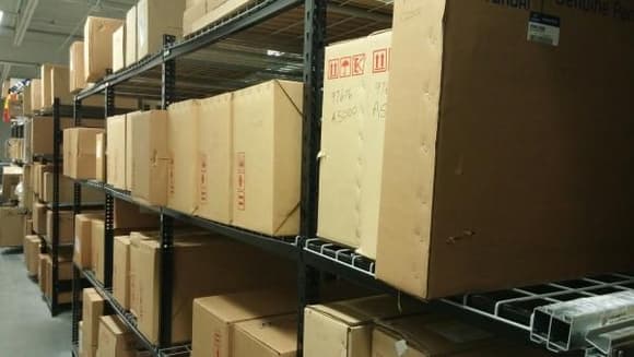 Inside our warehouse, some of the larger Hyundai parts we have in stock.