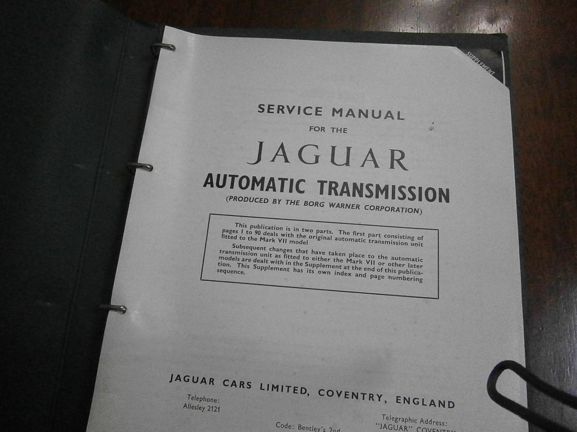 Miscellaneous - Jaguar Auto Trans Manual, MKVII, VIII, IX, etc. E/113/6 Publication number. - Used - Adelaide 5000, Australia