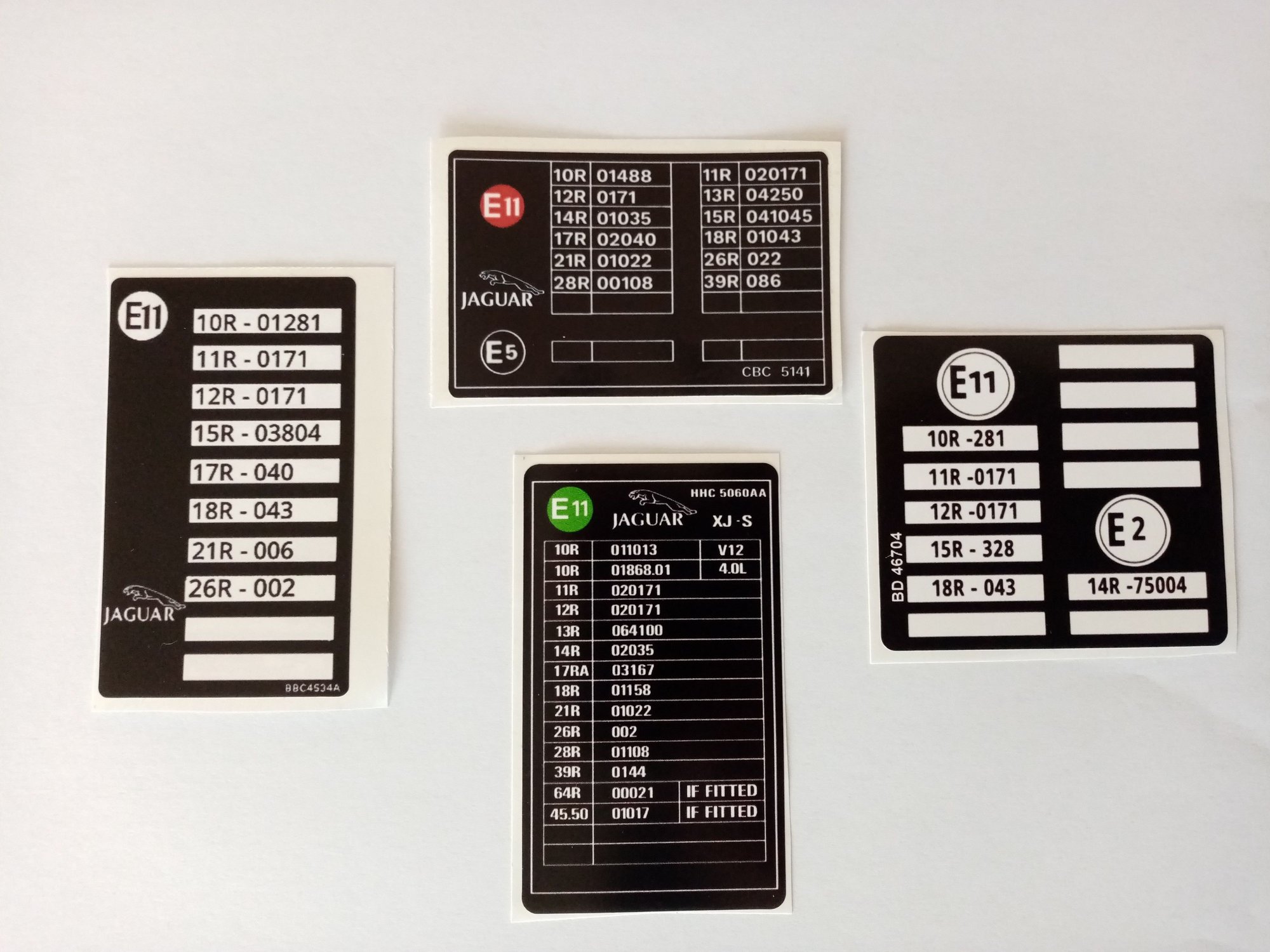 Miscellaneous - E11 labels for xjs  pre he post he and he - New - -1 to 2024  All Models - -1 to 2024  All Models - Warwick CV34 4, United Kingdom