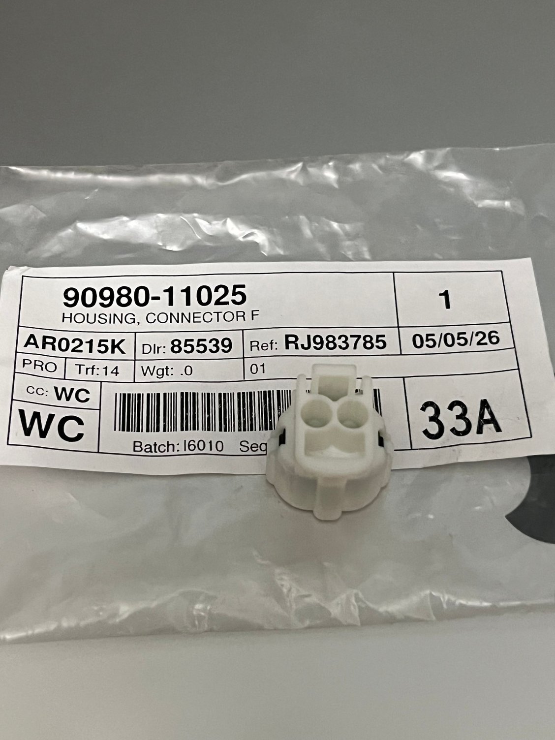 Confirmed that the Toyota female connector housing 90980-11025 is an exact match for the female of the intake air temperature sensor. 