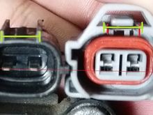 Side grooves not centered and top groove not wide enough on Denso connector.