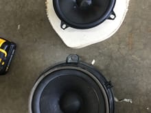 I bought a 5 1/4" infinity reference component system for the front and two way 5 1/4" for the rear. I read a post on the speaker sizes on this site that said 5 1/4" but they are indeed 6.5". The crossover unit that comes with component systems separates the high frequencies to the tweeters and mids to the 5 1/4". The rear two ways are highs and mids. Despite the smaller speakers the volume was able to get louder without distortion. 