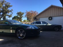  1994 XJ40 VDP Jade Green
2007 XK with XKR trim and wheels Emerald Fire