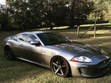 Got a decent pic with the new TSW wheels. 2010 Lunar Grey XKR