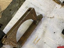 Final shaping, flattening tool, an old file cut down with 1/2 an exhaust clamp welded to it for a handle. 