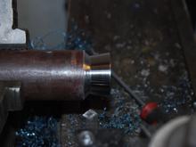 Machining the outside of the split collet from a hollow bar