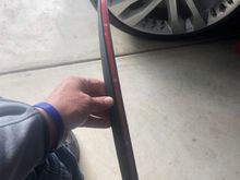 I chose to install them tabs down which puts the thicker portion slightly lower on the fender  ( don’t forget to remove the two nubs (which fix between the quarter panel and bumper on the XKR) 