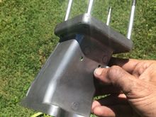 Shiny throttle pedestal. "Interesting design feature!"