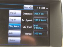 The end of the trip in KM units.