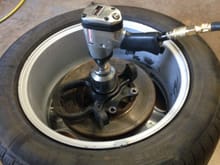 Breaking the ABS rotor nut loose