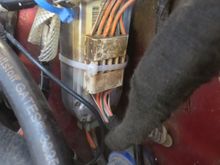 Close-up of the spliced OEM injector loom plug connected to the car loom.