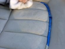 Regular blue painters tape cut in half lengthwise to tape the piping.