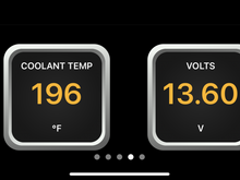 I purchased a Veepeak OBDCheck BLE+ Bluetooth 4.0 OBD II Scanner Wireless Car Diagnostic Scan Tool on Amazon and downloaded OBDFusion from the App Store. Then I created this Temperature and Voltage gauge dashboard which runs on my iPhone. It rests nicely in front of the ashtray door and is easily readable.