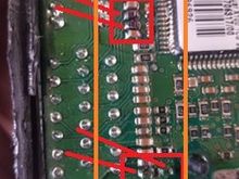 ABS Module JLM20556 - edited. This picture showcases the bottom two capacitors that were swapped with the brown ones in the upper row. I believe this repair has created an unclear-able c1175 code for me because the ABS module can't read AC voltage incoming through the drivers rear wheel speed sensor.