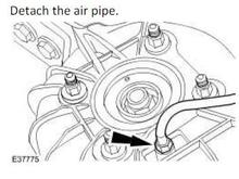 Loosen the airline untill the air pressure starts to vent. Wait at least one minute before fully removing the air line. Check the O-rings for damage.