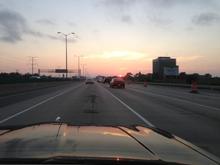 Sunset on I-80 west of Chicago.