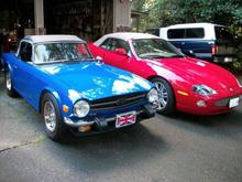 '05 XKR and little bro' Triumph TR-6