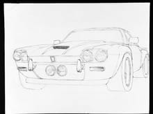 This is a rough sketch of what I am working toward with JagZilla. It leaves out some of the finer details, but, I think it conveys the attitude of the car fairly well.