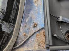 
Rust at r/h end of the windscreen scuttle.  I've done some initial treatment to stop the spread but is there some welding needed here?  There's a sizable (about 70mm x 35mm hole there now.
