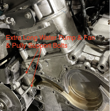 How to remove extra long bolts @ water pump