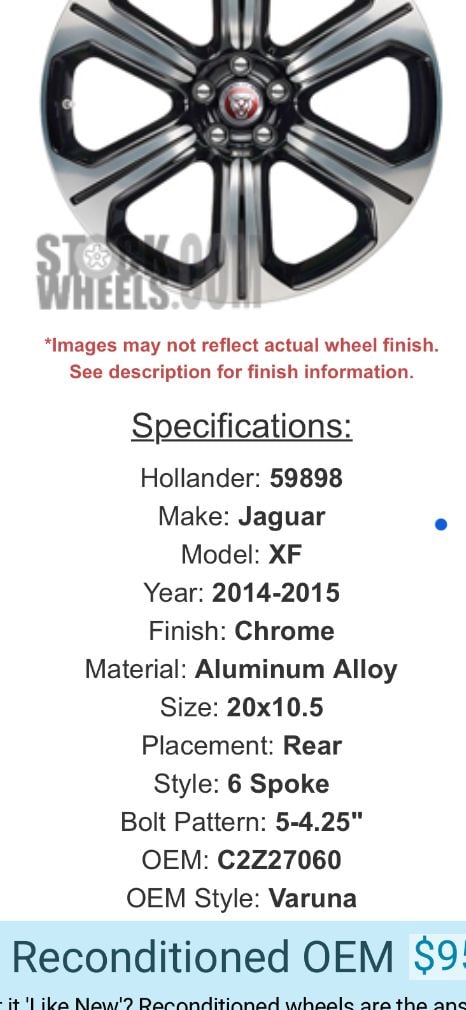 Wheels and Tires/Axles - New (Factory OEM) 2014-2015 Jaguar XFR-S Aluminum Rim 20" x 10.5" - Used - 2014 to 2015 Jaguar XFR-S - Redondo Beach, CA 90277, United States