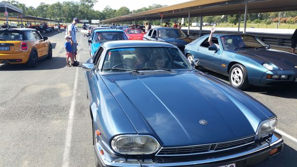 Gentlemen....start your engines. In the line up about to drive onto the iconic Lakeside Racetrack.
