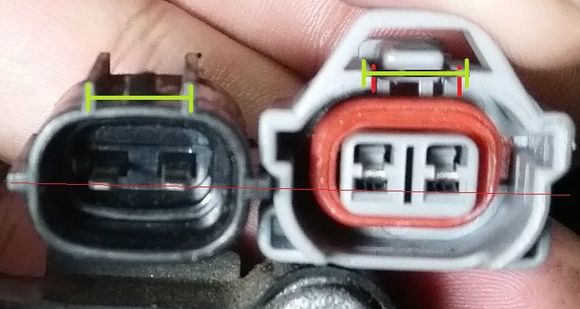 Side grooves not centered and top groove not wide enough on Denso connector.
