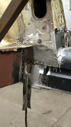 Inner B post repair panel before final finish