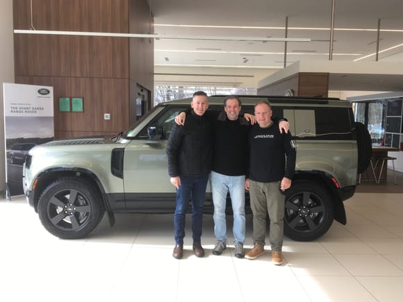 The former Commanding Officer of Sector Northern New England United States Coast Guard, me, General Sales Manager Jaguar Land Rover Scarborough, Maine. (in front of a gorgeous Defender about to be delivered to a new customer). 