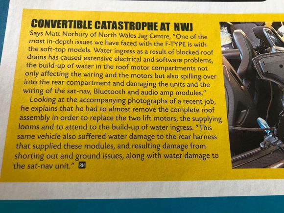 Saw this article in jaguar magazine regarding soft top issues 
