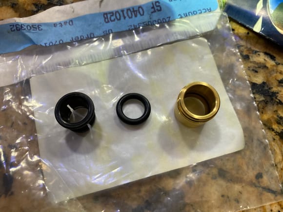 This is what comes in that kit. That’s a very specific size o ring. Finding one “close enough” won’t do it. TRUST ME! You can toss the brass insert away as you won’t need it. Take the old o ring out of your engine. Make absolutely sure there is no remnants of the old broken o ring inside.