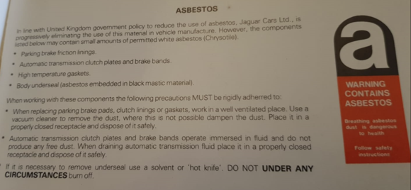 Log book Asbestos warning

