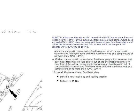 Page 1442 from the workshop manual pointing out the ATF check bolt