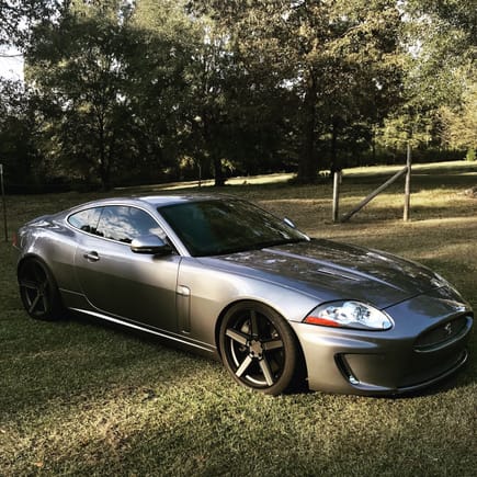 Got a decent pic with the new TSW wheels. 2010 Lunar Grey XKR