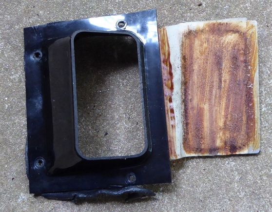 One of the two cabin to boot vents before restoring, same design ! Foam disintegrates adding even more "cowbell" ! 